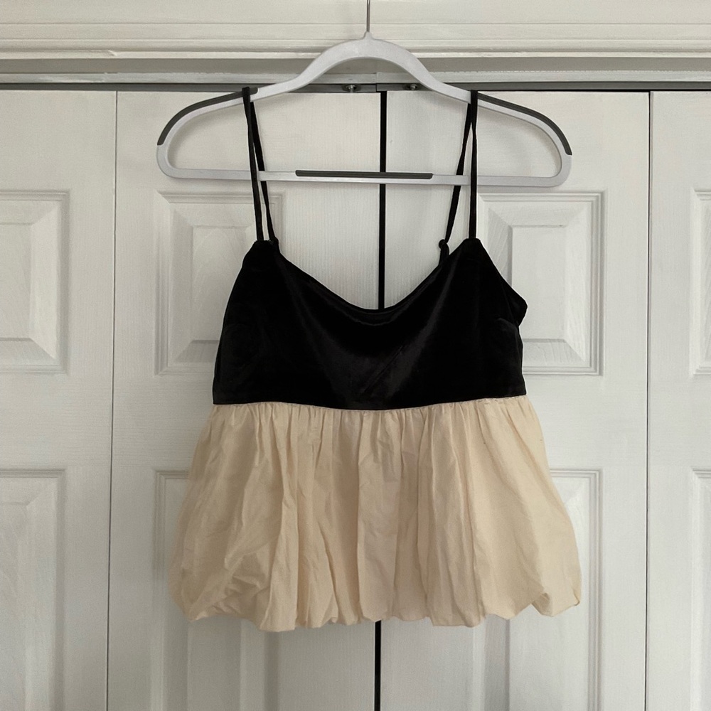 American Eagle Outfitters Black and Cream Camisole